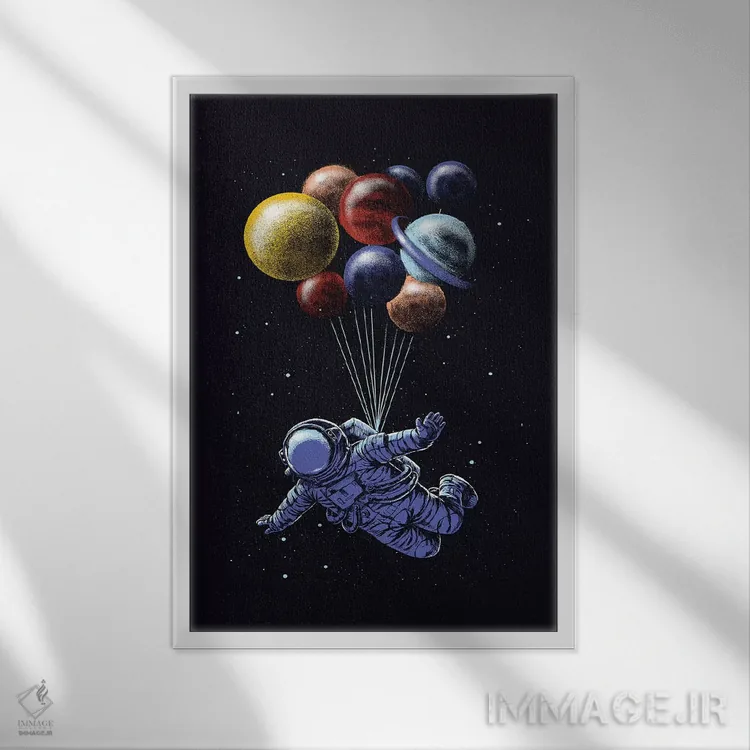تابلو دکوراتیو سفر فضایی اثر دیجیتال کاربین - نمای قابدار سفید