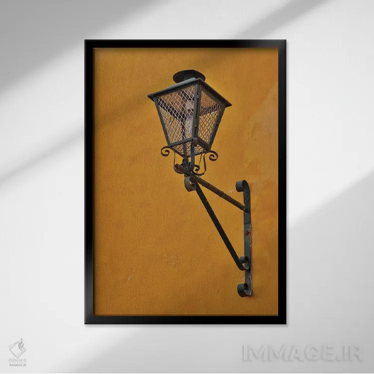 تابلو دکوراتیو Mexico. Lantern and shadow on colorful buildings,سن میگوئل د… اثر دارل گالین - نمای قابدار مشکی
