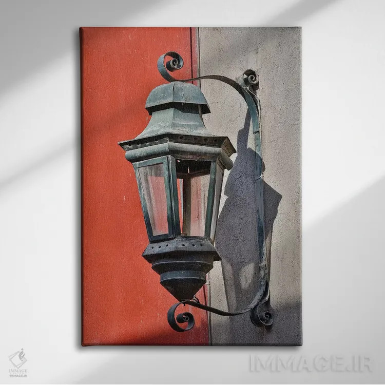 تابلو دکوراتیو Mexico. Lantern and shadow on colorful buildings,سن میگوئل د… اثر دارل گالین - نمای روبهرو روی دیوار
