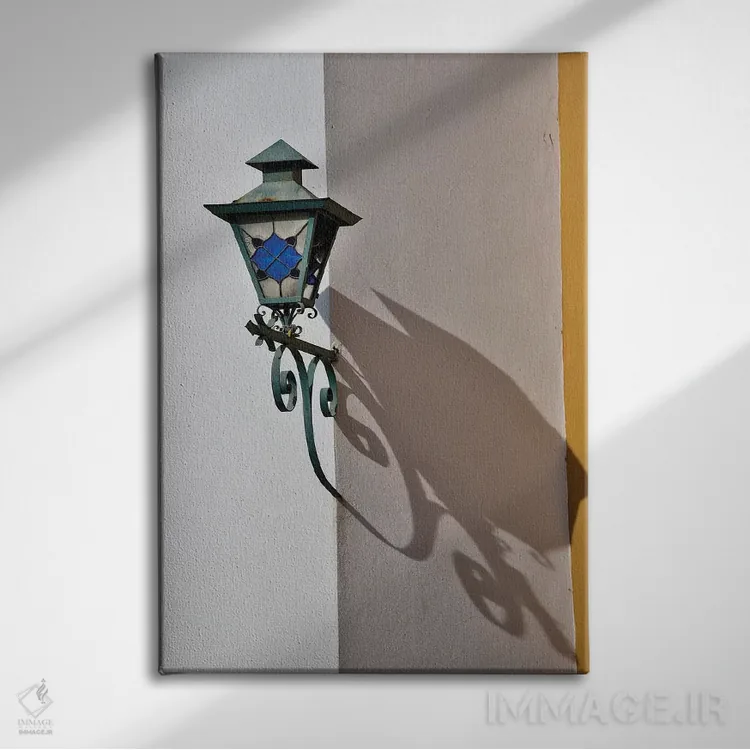 تابلو دکوراتیو Mexico. Lantern and shadow on colorful buildings,سن میگوئل د… اثر دارل گالین - نمای روبهرو روی دیوار