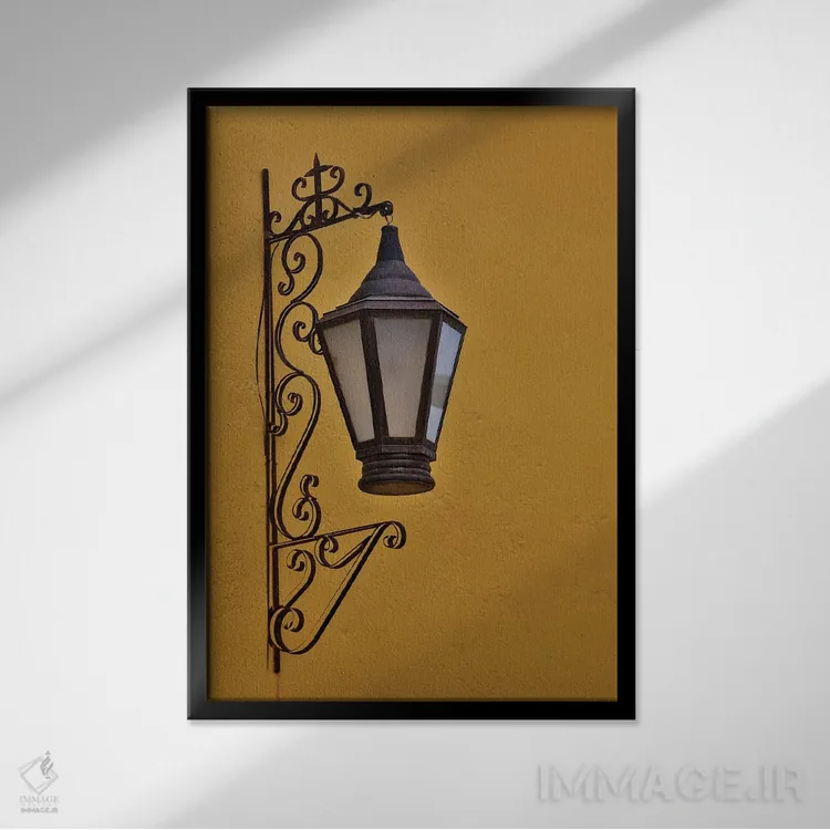 تابلو دکوراتیو Mexico. Lantern and shadow on colorful buildings,سن میگوئل د… اثر دارل گالین - نمای قابدار مشکی