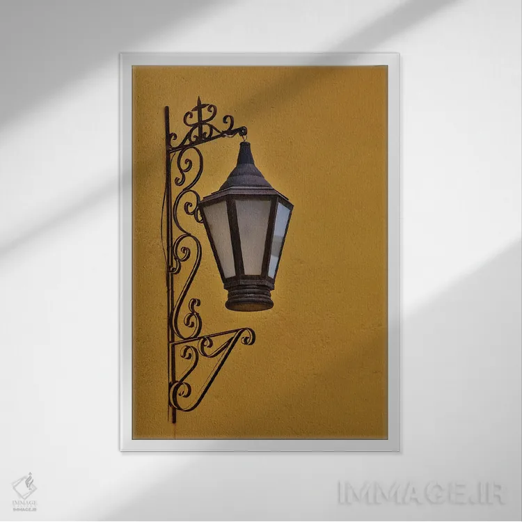 تابلو دکوراتیو Mexico. Lantern and shadow on colorful buildings,سن میگوئل د… اثر دارل گالین - نمای قابدار سفید