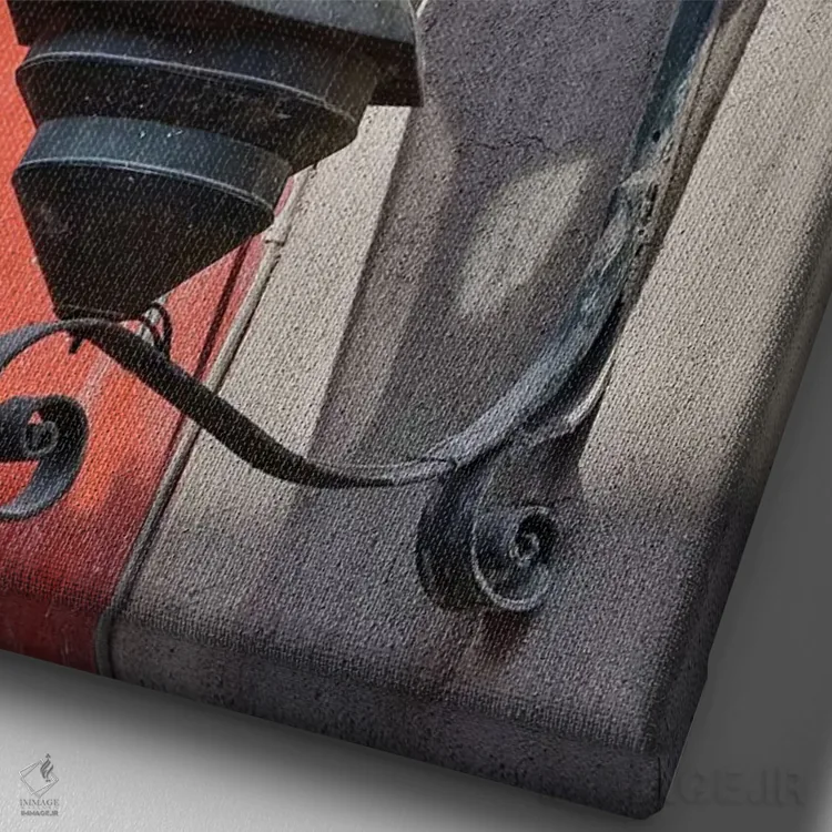 تابلو دکوراتیو Mexico. Lantern and shadow on colorful buildings,سن میگوئل د… اثر دارل گالین - نمای نزدیک بافت بوم
