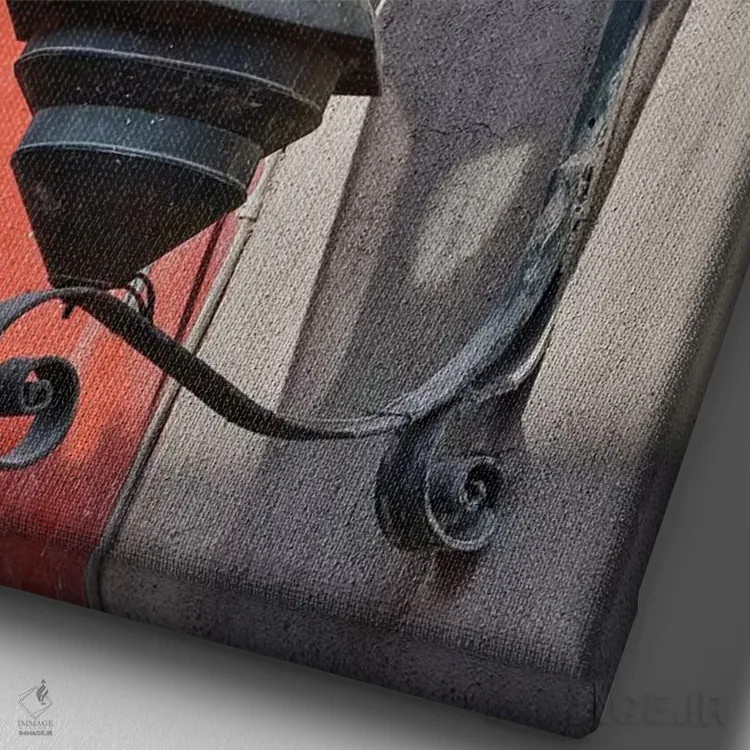 تابلو دکوراتیو Mexico. Lantern and shadow on colorful buildings,سن میگوئل د… اثر دارل گالین - نمای نزدیک بافت بوم