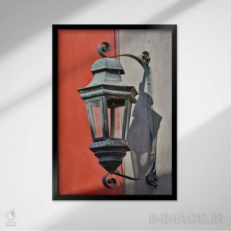تابلو دکوراتیو Mexico. Lantern and shadow on colorful buildings,سن میگوئل د… اثر دارل گالین - نمای قابدار مشکی
