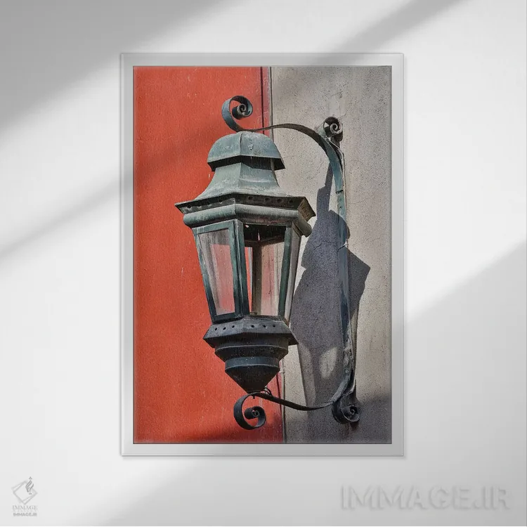 تابلو دکوراتیو Mexico. Lantern and shadow on colorful buildings,سن میگوئل د… اثر دارل گالین - نمای قابدار سفید