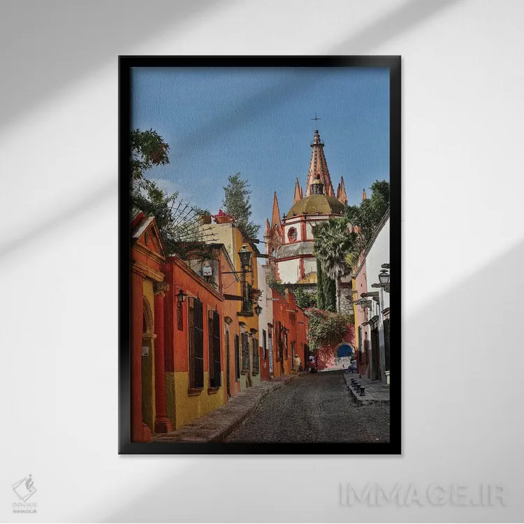 تابلو دکوراتیو Mexico. Ornate Parroquia de San Miguel Archangel.,سن میگوئل… اثر دارل گالین - نمای قابدار مشکی
