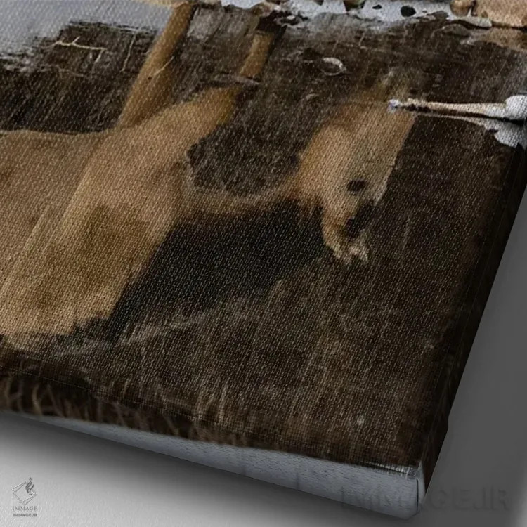 تابلو دکوراتیو Shell, Wyoming Hideout Ranch Lone Horse In Reflection Shell… اثر دارل گالین - نمای نزدیک بافت بوم