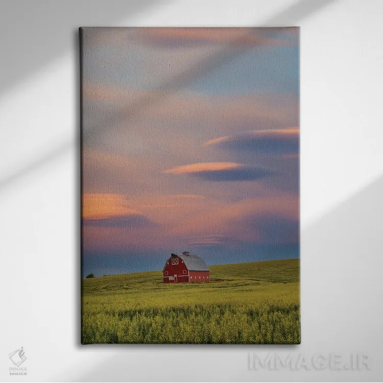 تابلو دکوراتیو Washington State, Palouse Springtime With Red Barn Surrounde… اثر دارل گالین - نمای روبهرو روی دیوار