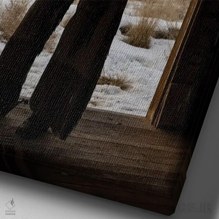 تابلو دکوراتیو Shell, Wyoming Hideout Ranch With Cowgirl Silhouetted In Doo… اثر دارل گالین - نمای نزدیک بافت بوم