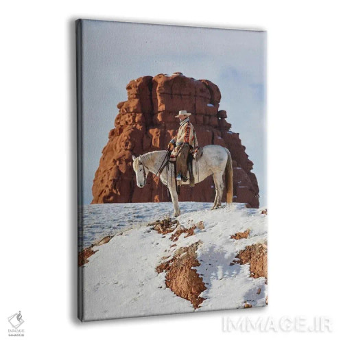 تابلو دکوراتیو Wyoming Hideout Ranch Cowgirl On Horseback Riding On Ridgeli… اثر دارل گالین - نمای پرسپکتیو محصول
