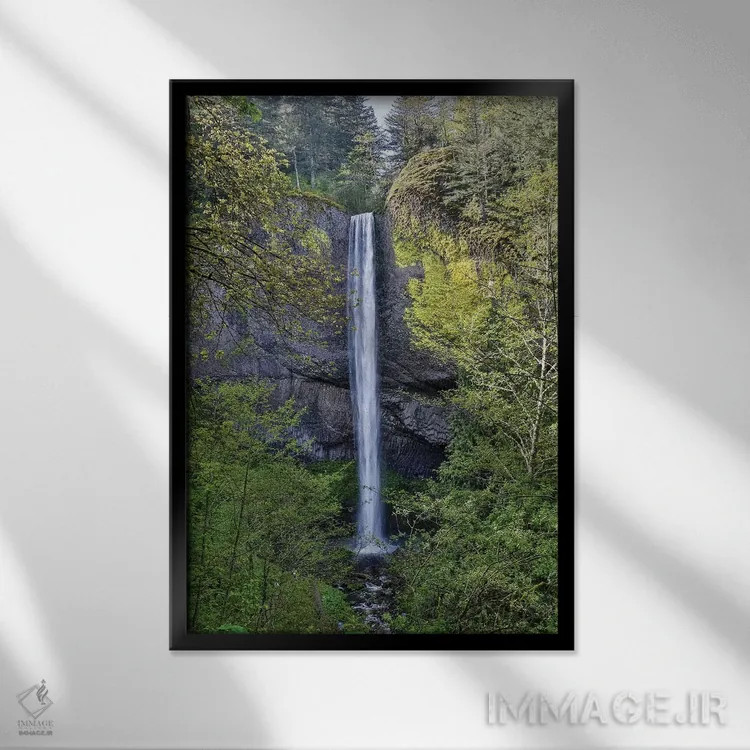 تابلو دکوراتیو Oregon,آبشار لاتورل، منطقه زیبای ملی کلومبیا ریور گرج، اورگو… اثر دارل گالین - نمای قابدار مشکی