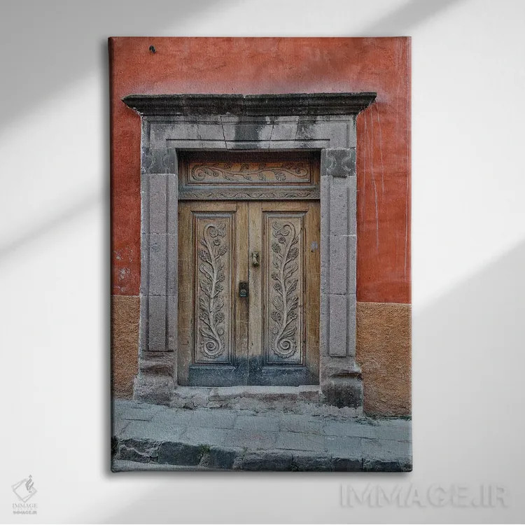 تابلو دکوراتیو سن میگل د آلنده، مکزیک. ساختمان ها و درگاه های رنگارنگ اثر دارل گالین - نمای روبهرو روی دیوار