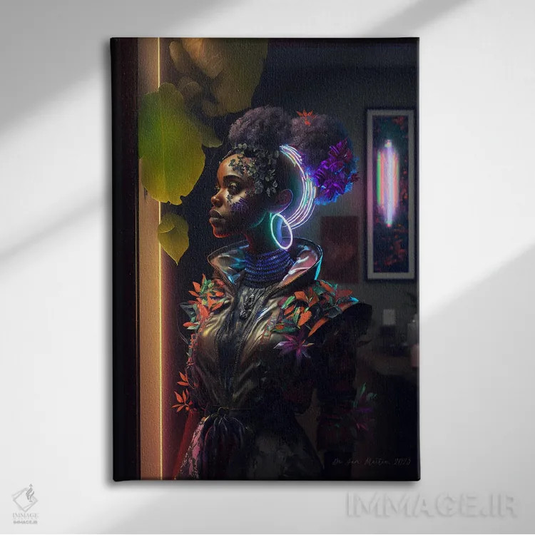 تابلو دکوراتیو گیاه شناس سفرکننده در زمان ۳ اثر دیجیتال وایلد آرت - نمای روبهرو روی دیوار