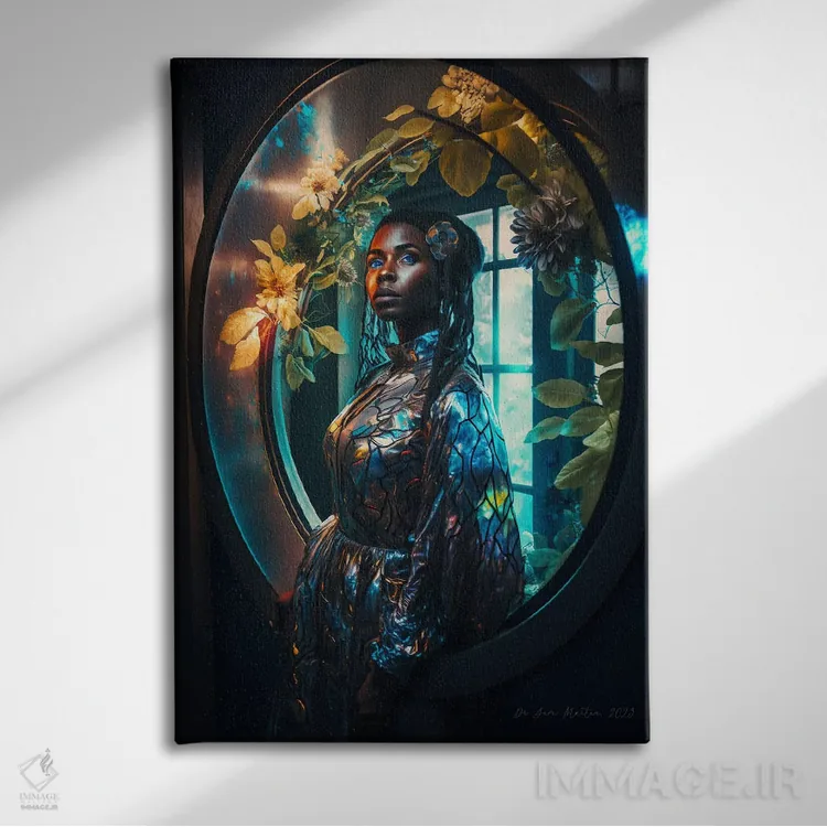 تابلو دکوراتیو گیاه شناس سفرکننده در زمان ۴ اثر دیجیتال وایلد آرت - نمای روبهرو روی دیوار