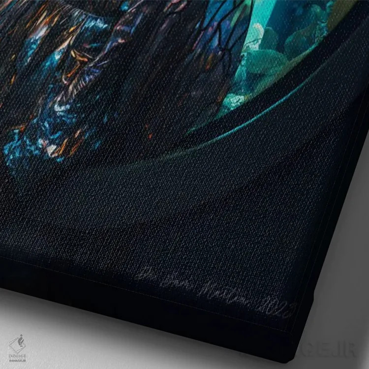 تابلو دکوراتیو گیاه شناس سفرکننده در زمان ۴ اثر دیجیتال وایلد آرت - نمای نزدیک بافت بوم