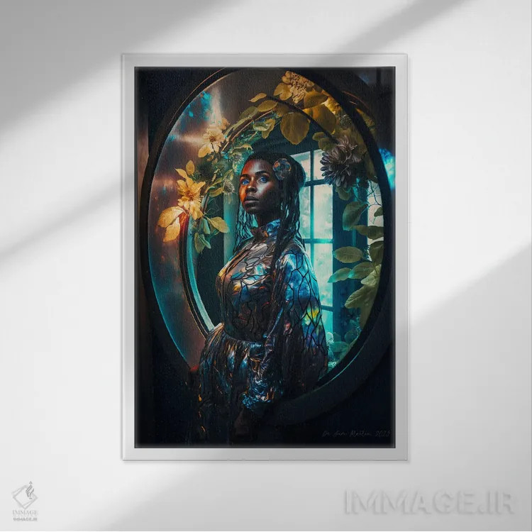 تابلو دکوراتیو گیاه شناس سفرکننده در زمان ۴ اثر دیجیتال وایلد آرت - نمای قابدار سفید