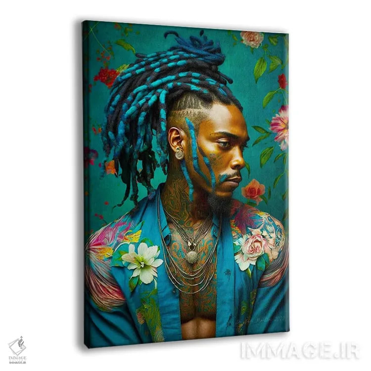 تابلو دکوراتیو پسر جوان با پیراهن گلدار ۱ اثر دیجیتال وایلد آرت - نمای پرسپکتیو محصول