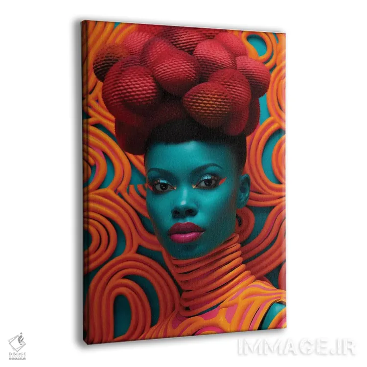 تابلو دکوراتیو مد سطح بالای آفریقایی ۴ اثر دیجیتال وایلد آرت - نمای پرسپکتیو محصول