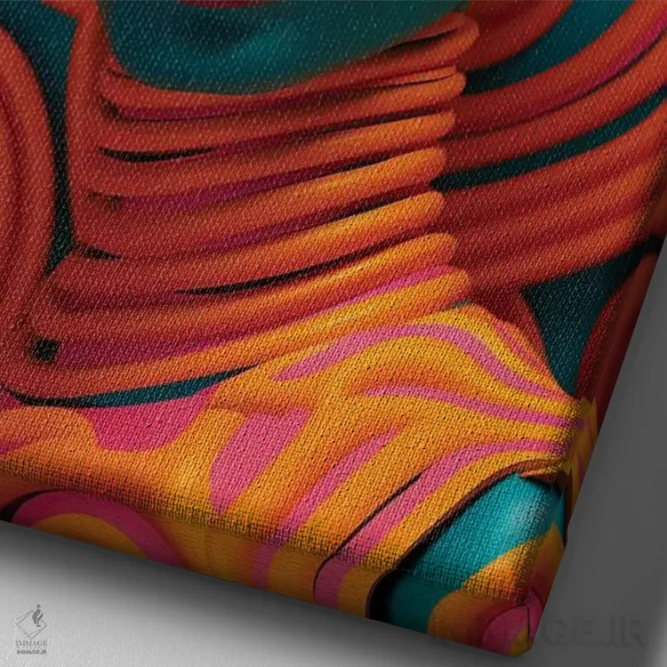 تابلو دکوراتیو مد سطح بالای آفریقایی ۴ اثر دیجیتال وایلد آرت - نمای نزدیک بافت بوم