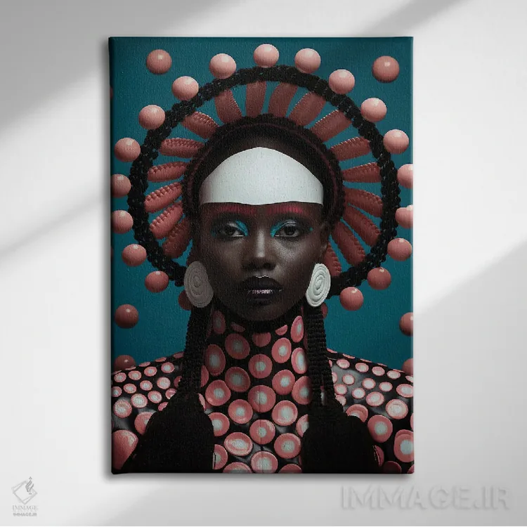 تابلو دکوراتیو مد سطح بالای آفریقایی اثر دیجیتال وایلد آرت - نمای روبهرو روی دیوار