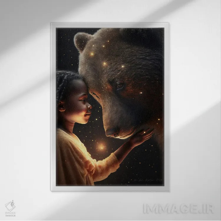 تابلو دکوراتیو کودک آفریقایی آینده گرا اثر دیجیتال وایلد آرت - نمای قابدار سفید