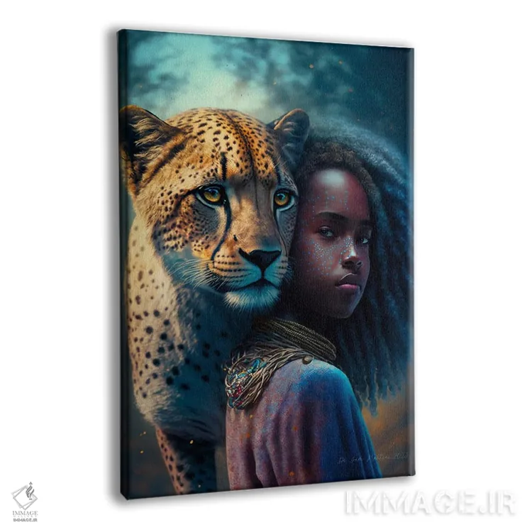تابلو دکوراتیو دختر آفریقایی آینده گرا اثر دیجیتال وایلد آرت - نمای پرسپکتیو محصول