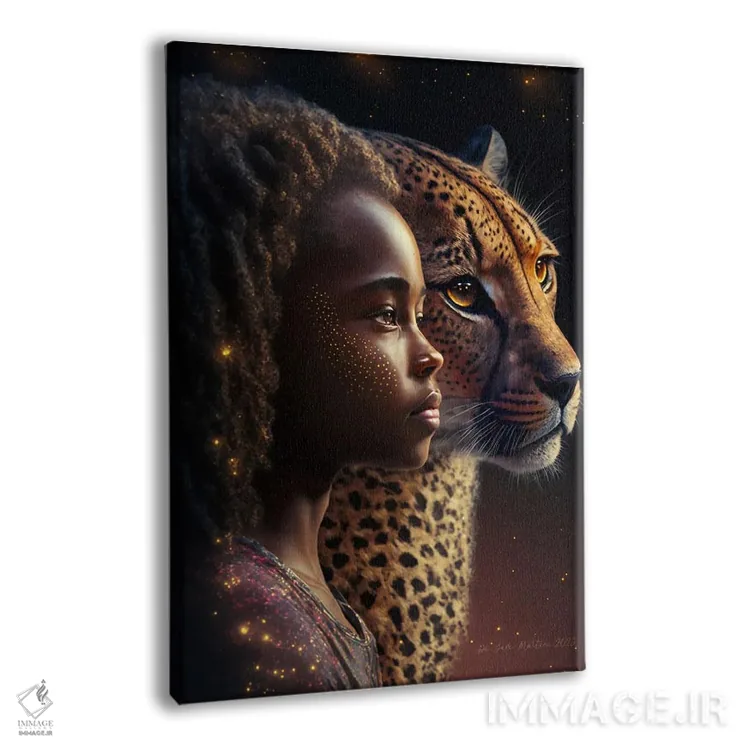 تابلو دکوراتیو دختر آفریقایی آینده گرا اثر دیجیتال وایلد آرت - نمای پرسپکتیو محصول