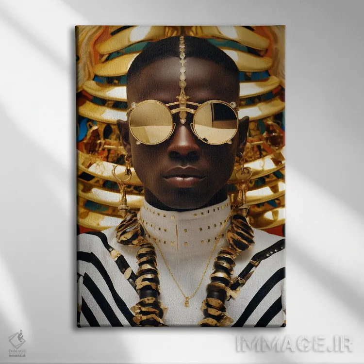 تابلو دکوراتیو مد آفریقایی حشره شناسانه ۴ اثر دیجیتال وایلد آرت - نمای روبهرو روی دیوار