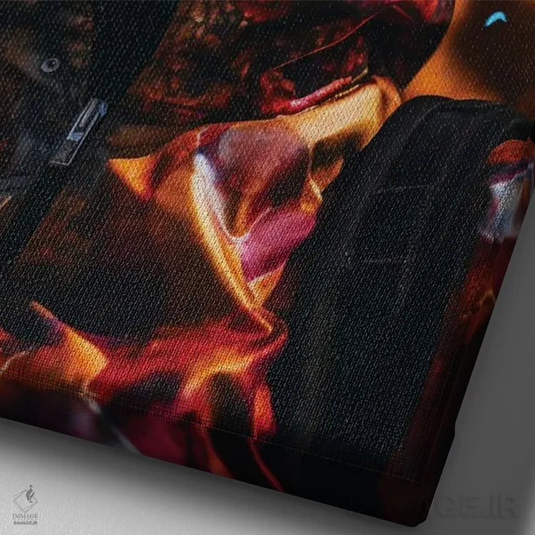 تابلو دکوراتیو شادی تجربی اثر دیجیتال وایلد آرت - نمای نزدیک بافت بوم