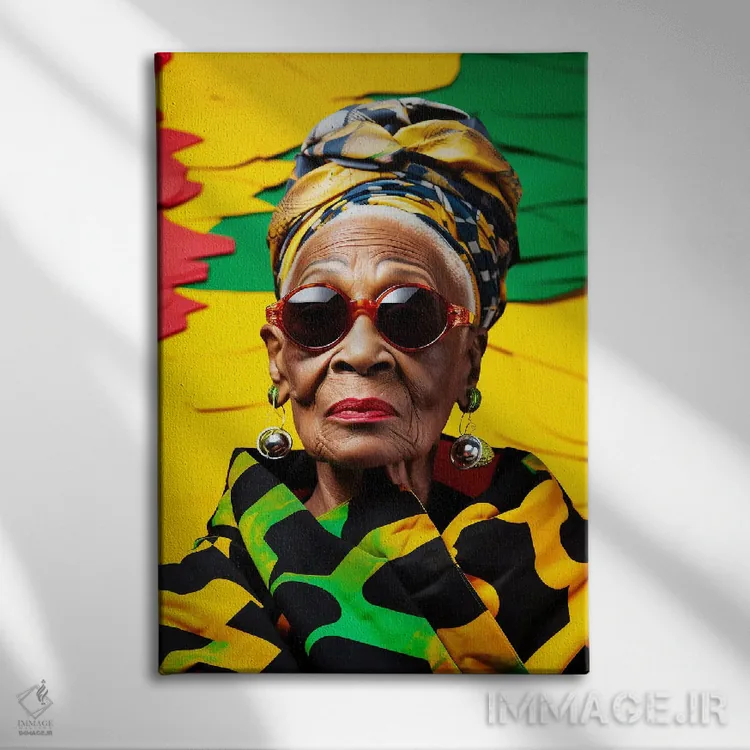 تابلو دکوراتیو ملکه آفریقایی-کارائیبی ۱ اثر دیجیتال وایلد آرت - نمای روبهرو روی دیوار