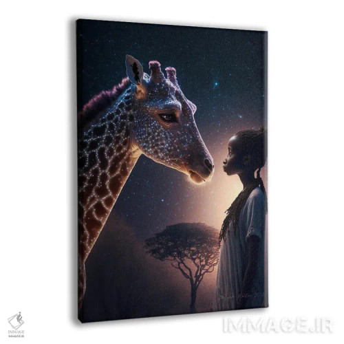تابلو دکوراتیو دختر آفریقایی آینده گرا اثر دیجیتال وایلد آرت - نمای پرسپکتیو محصول