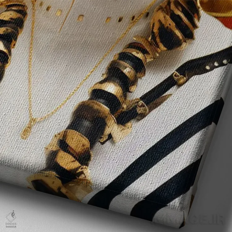 تابلو دکوراتیو مد آفریقایی حشره شناسانه ۴ اثر دیجیتال وایلد آرت - نمای نزدیک بافت بوم