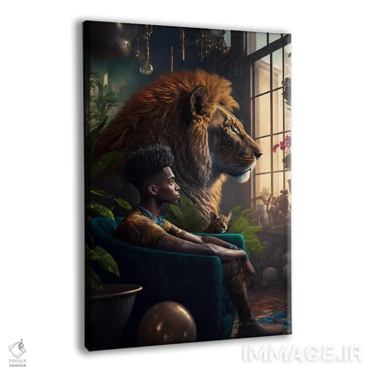 تابلو دکوراتیو مرد آفریقایی آینده گرا اثر دیجیتال وایلد آرت - نمای پرسپکتیو محصول