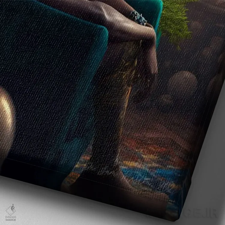 تابلو دکوراتیو مرد آفریقایی آینده گرا اثر دیجیتال وایلد آرت - نمای نزدیک بافت بوم