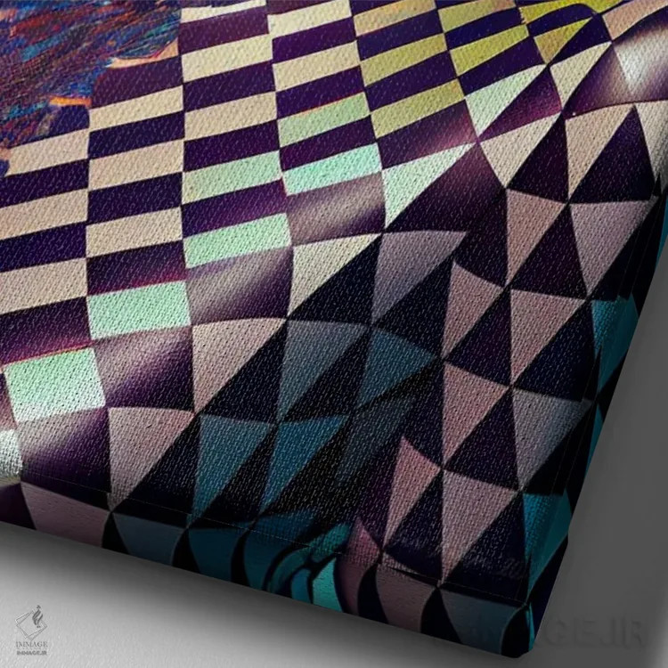 تابلو دکوراتیو مد پیکسلی آفریقایی آینده گرا ۳ اثر دیجیتال وایلد آرت - نمای نزدیک بافت بوم