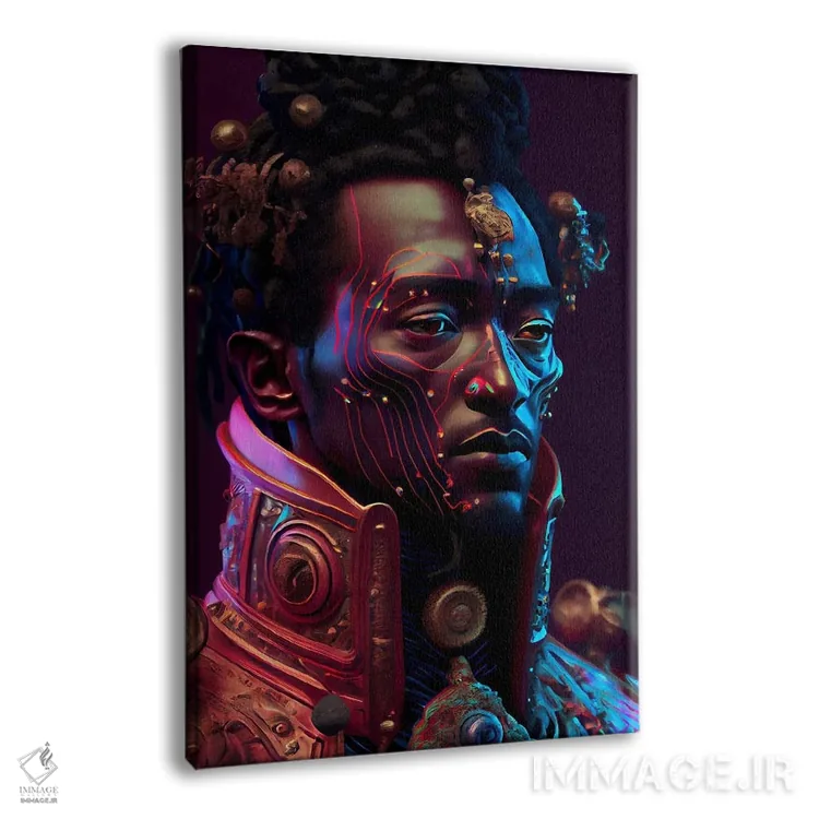 تابلو دکوراتیو شاه سلطنتی آفریقایی آینده گرا ۱ اثر دیجیتال وایلد آرت - نمای پرسپکتیو محصول