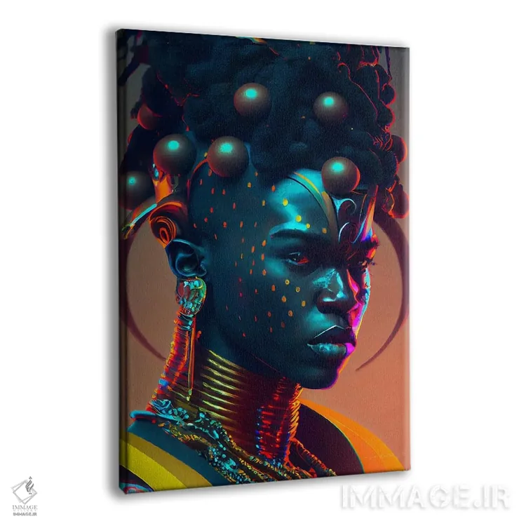 تابلو دکوراتیو شاهزاده سلطنتی آفریقایی آینده گرا ۱ اثر دیجیتال وایلد آرت - نمای پرسپکتیو محصول
