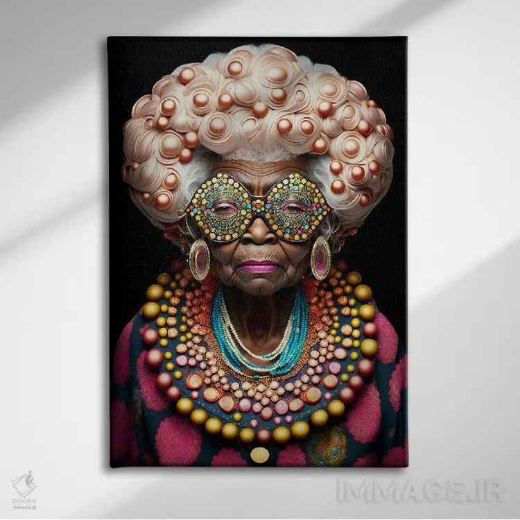 تابلو دکوراتیو مادربزرگ آینده گرا ۱ اثر دیجیتال وایلد آرت - نمای روبهرو روی دیوار