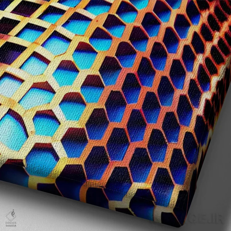 تابلو دکوراتیو مد پیکسلی آفریقایی آینده گرا ۴ اثر دیجیتال وایلد آرت - نمای نزدیک بافت بوم