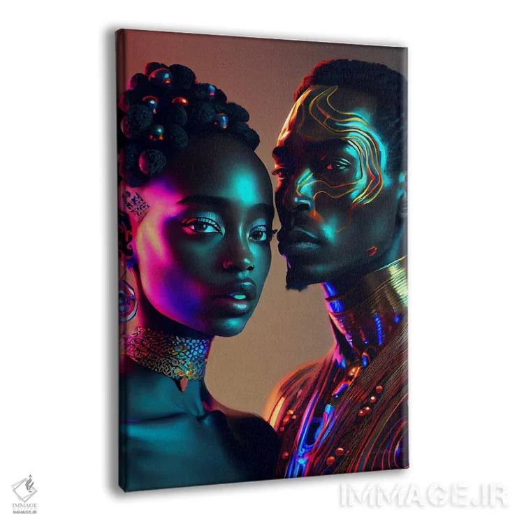 تابلو دکوراتیو ملکه و شاه سلطنتی آفریقایی آینده گرا ۲ اثر دیجیتال وایلد آرت - نمای پرسپکتیو محصول