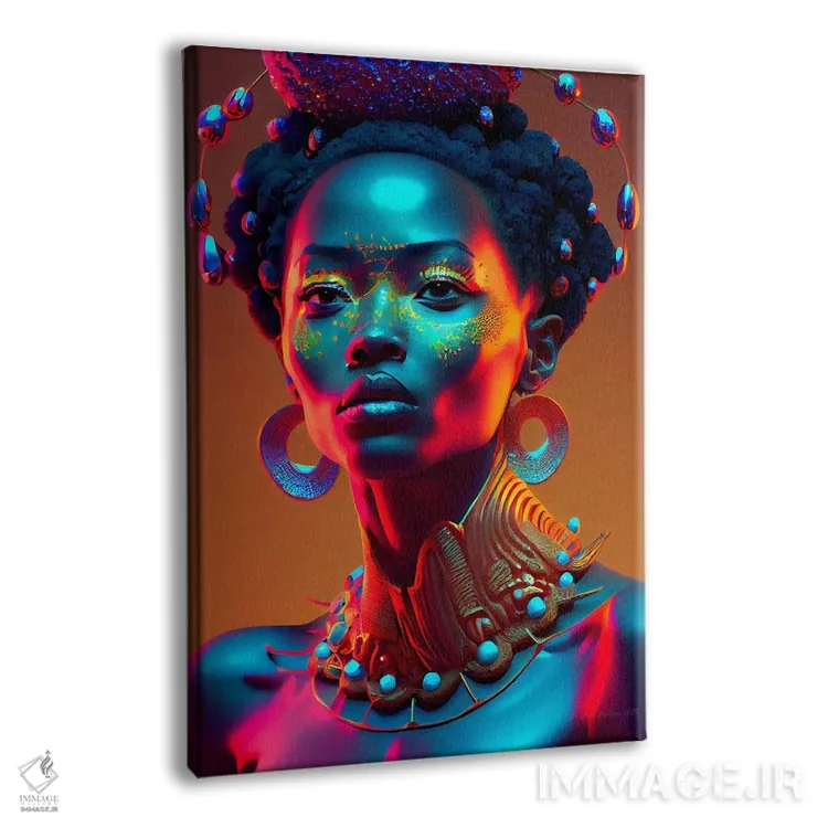 تابلو دکوراتیو ملکه سلطنتی آفریقایی آینده گرا ۱ اثر دیجیتال وایلد آرت - نمای پرسپکتیو محصول