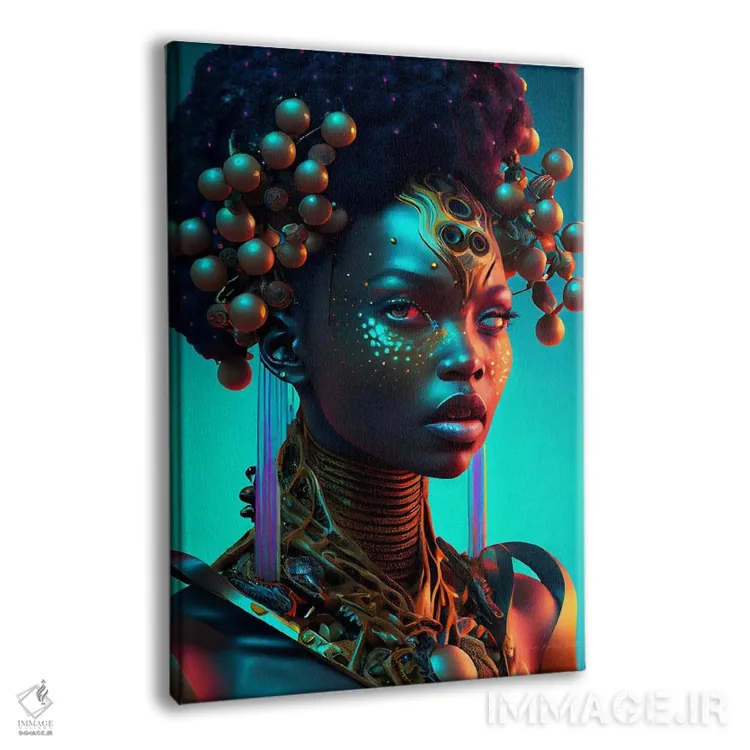 تابلو دکوراتیو ملکه سلطنتی آفریقایی آینده گرا ۲ اثر دیجیتال وایلد آرت - نمای پرسپکتیو محصول