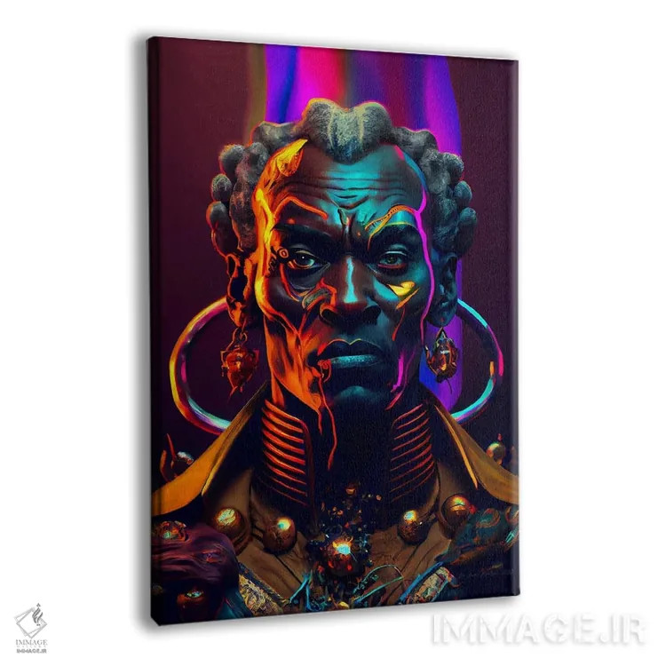 تابلو دکوراتیو مرد سلطنتی آفریقایی آینده گرا ۱ اثر دیجیتال وایلد آرت - نمای پرسپکتیو محصول