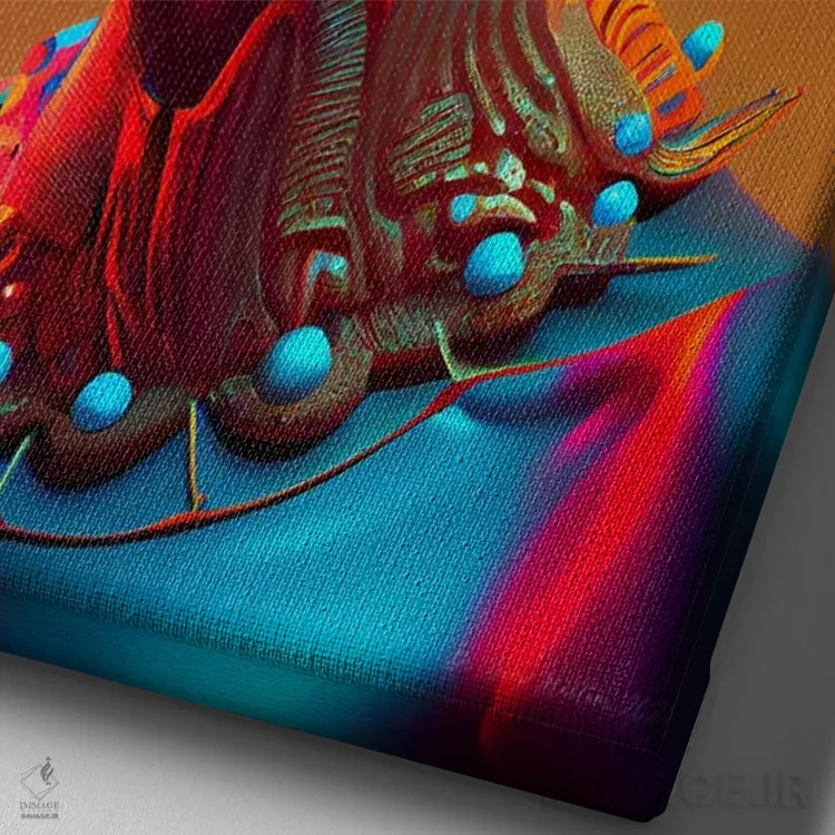 تابلو دکوراتیو ملکه سلطنتی آفریقایی آینده گرا ۱ اثر دیجیتال وایلد آرت - نمای نزدیک بافت بوم