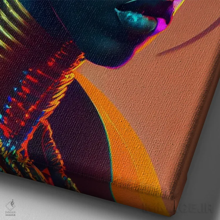 تابلو دکوراتیو شاهزاده سلطنتی آفریقایی آینده گرا ۱ اثر دیجیتال وایلد آرت - نمای نزدیک بافت بوم