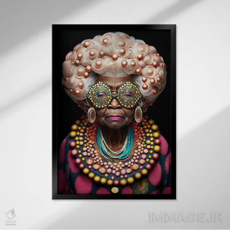 تابلو دکوراتیو مادربزرگ آینده گرا ۱ اثر دیجیتال وایلد آرت - نمای قابدار مشکی