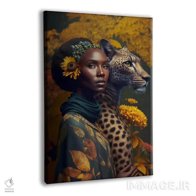 تابلو دکوراتیو زن آفریقایی آینده گرا اثر دیجیتال وایلد آرت - نمای پرسپکتیو محصول
