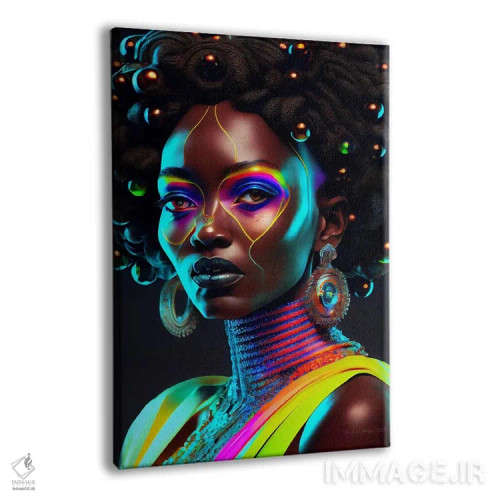 تابلو دکوراتیو زن سلطنتی آفریقایی آینده گرا ۲ اثر دیجیتال وایلد آرت - نمای پرسپکتیو محصول