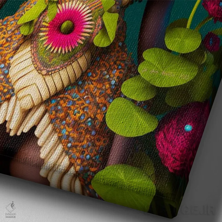 تابلو دکوراتیو زن آینده گرا ۱ اثر دیجیتال وایلد آرت - نمای نزدیک بافت بوم